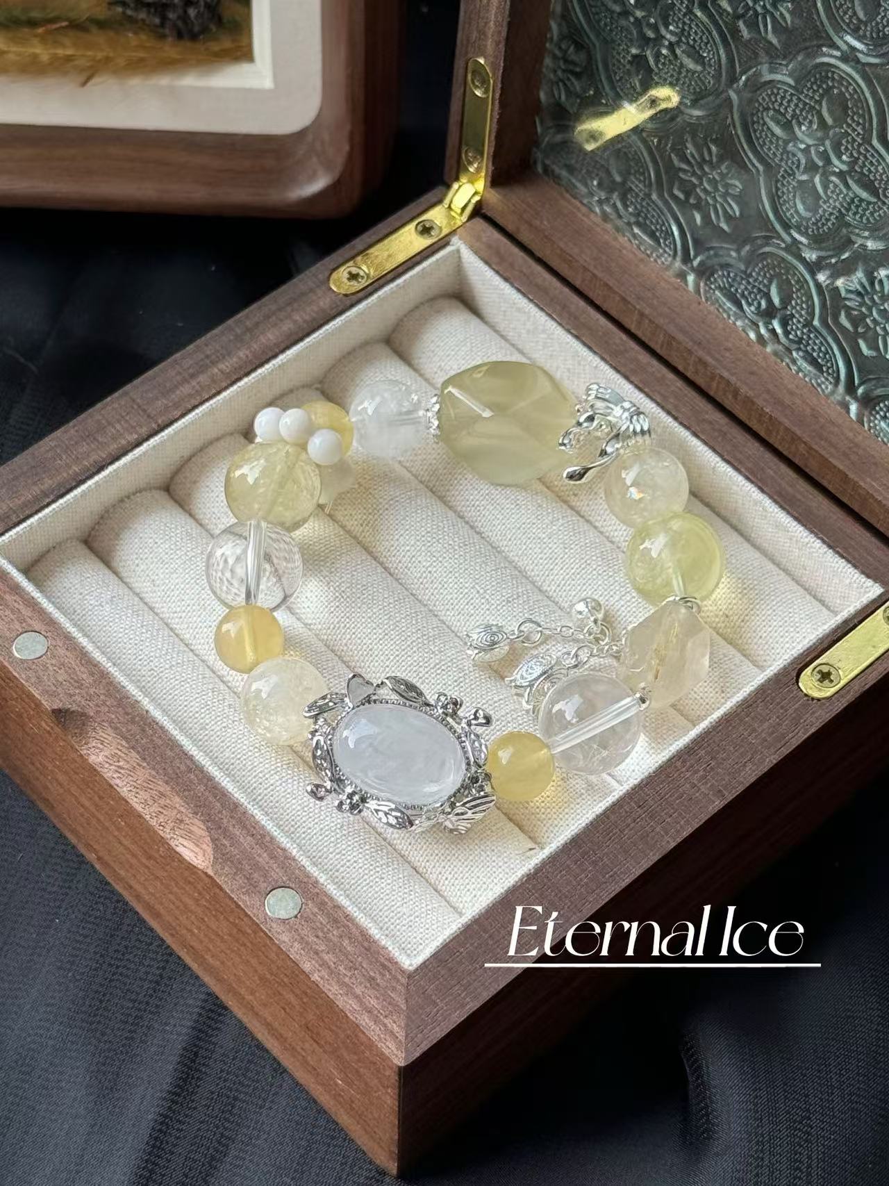 Lemon crystal gem bracelet with yellow quartz, yellow ashes, white crystal, white ghost magic box, snowflake ghost running ring, high color preservation accessories