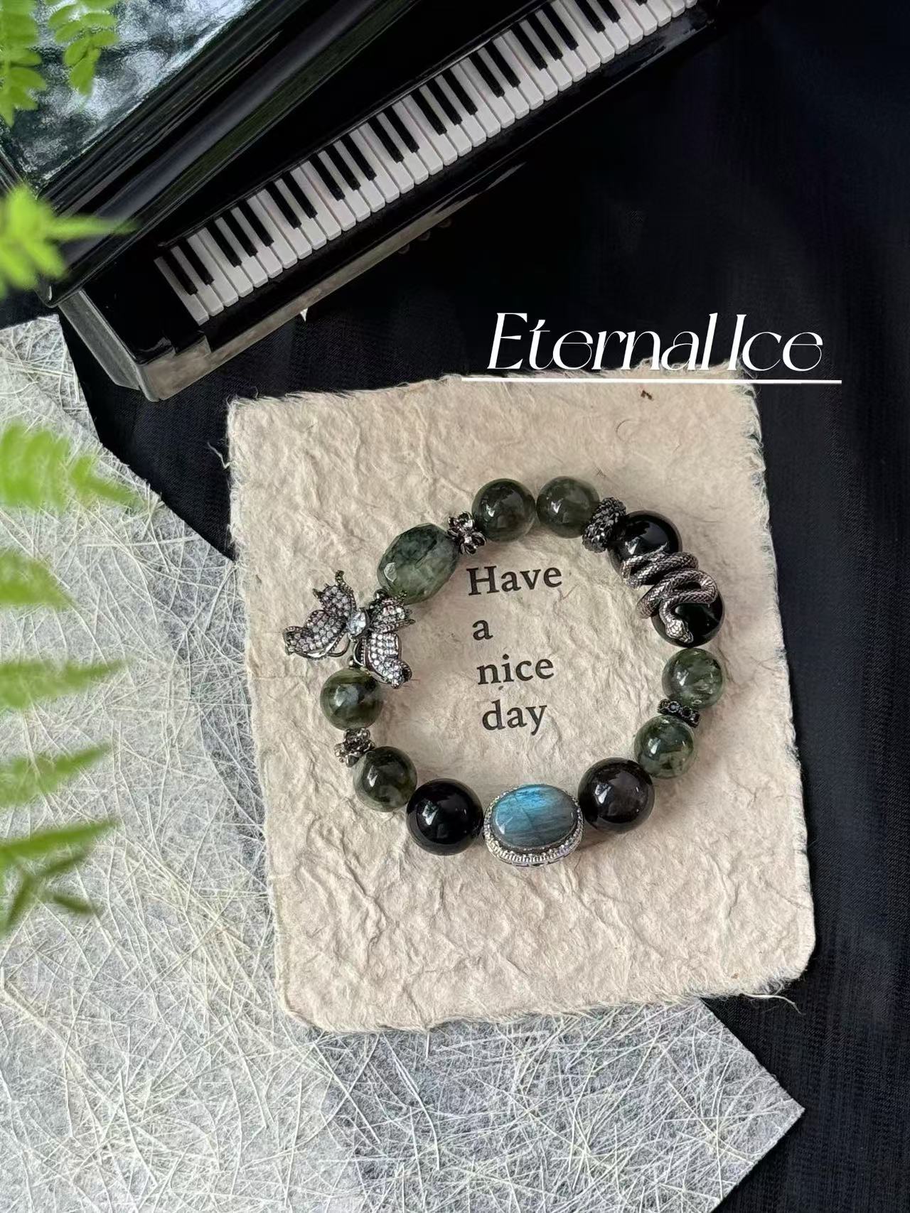 Green Lepidolite Gemstone Crystal Bracelet with Green Emerald, Silver Jade, Prehnite, High Color Preservation Accessories