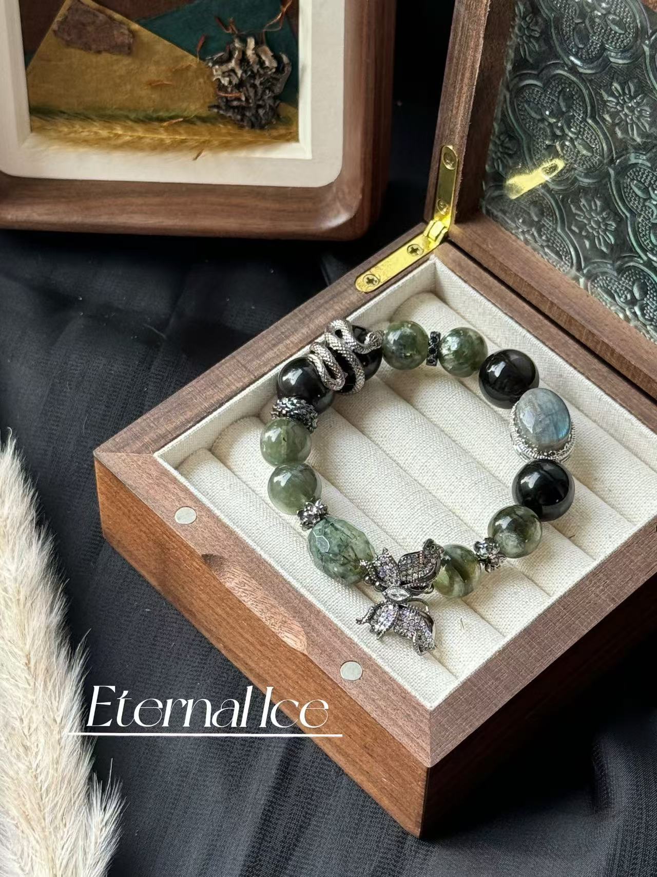 Green Lepidolite Gemstone Crystal Bracelet with Green Emerald, Silver Jade, Prehnite, High Color Preservation Accessories