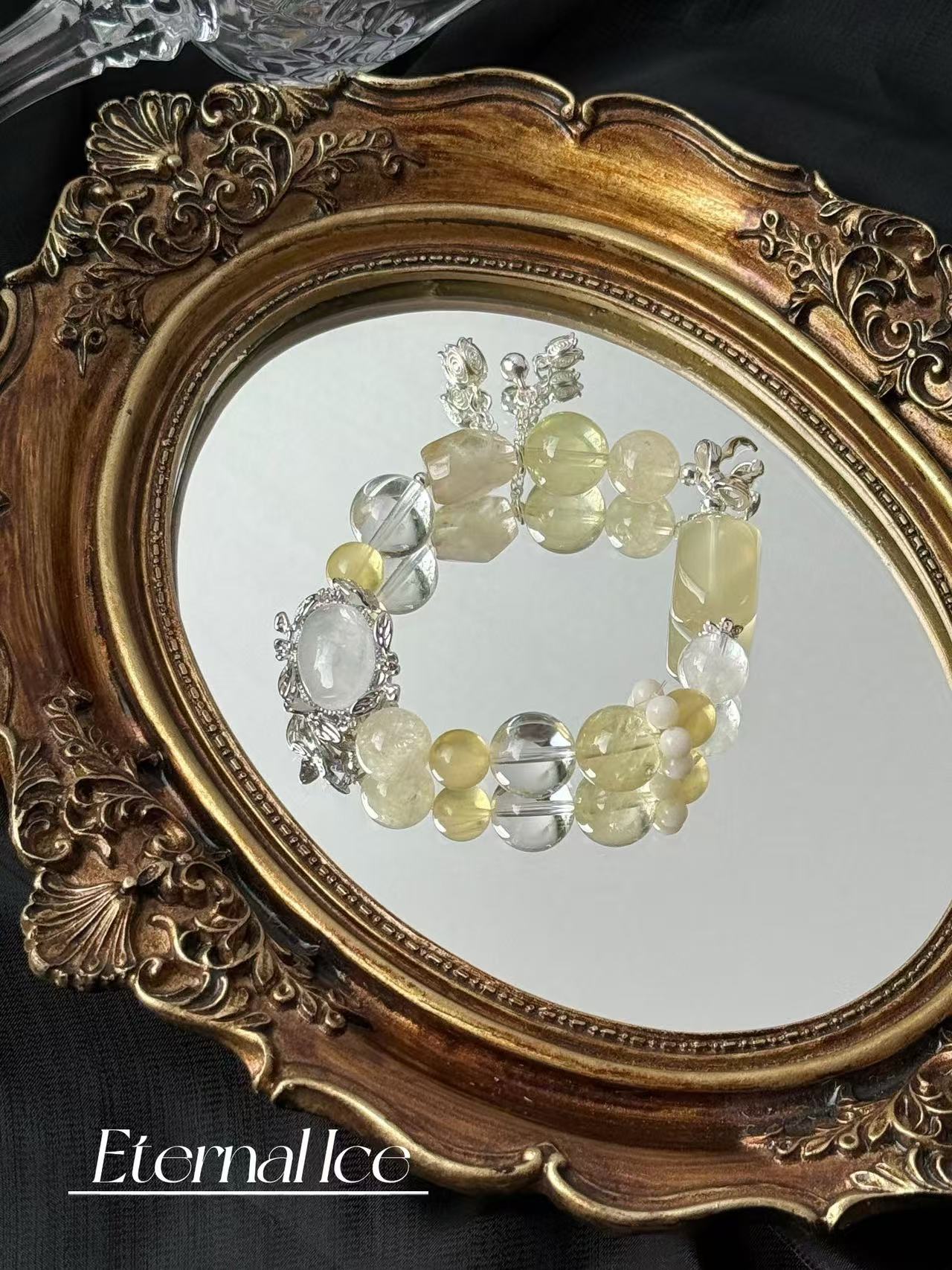 Lemon crystal gem bracelet with yellow quartz, yellow ashes, white crystal, white ghost magic box, snowflake ghost running ring, high color preservation accessories