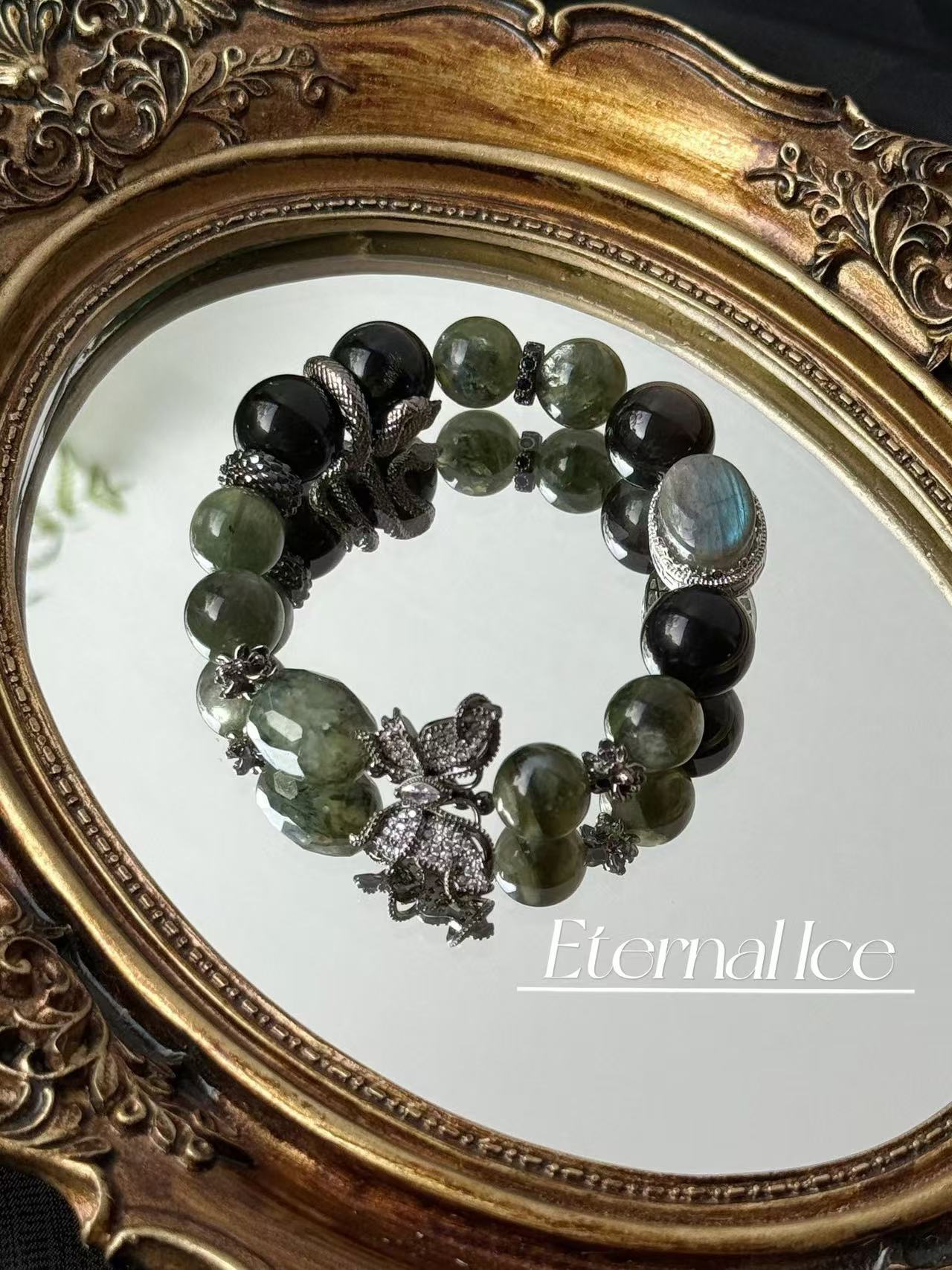 Green Lepidolite Gemstone Crystal Bracelet with Green Emerald, Silver Jade, Prehnite, High Color Preservation Accessories